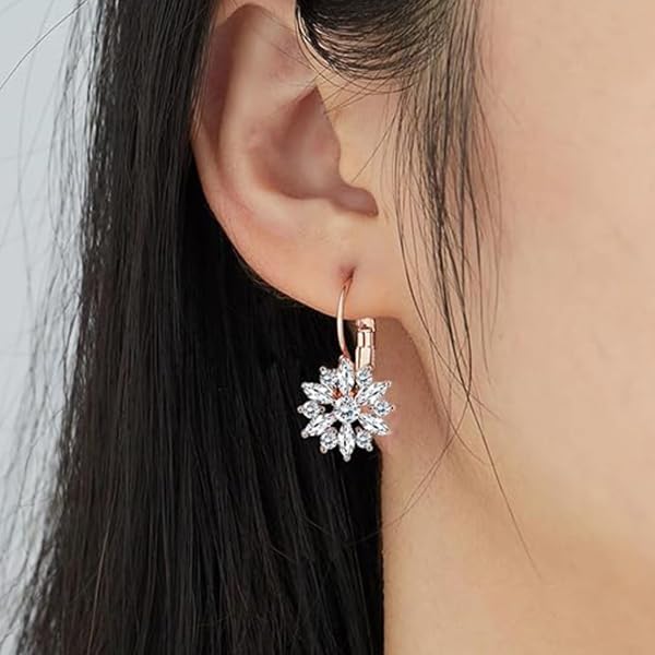Zibuyu Earring for Woman featuring Sparkling Sunflower Crystals and Hook Ear Design | Gold Accessory