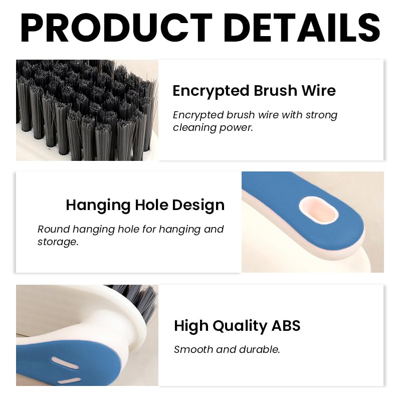 Supvox Shoe Brushes Set for Shoes and Fabrics with Dual Handle Design and Soft Nylon Bristles