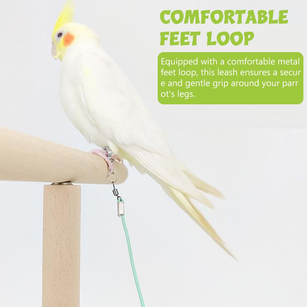 Qpets® Parrot Leg Ring, 6.6ft Parrot Ring for Leg, Elastic Parrot Toy Bird Aviator Leash for Parrot, Budgerigars, Cockatiels, Parrot Bird Leash with Feet Loop & Adjustable Buckle Wrist Attachable