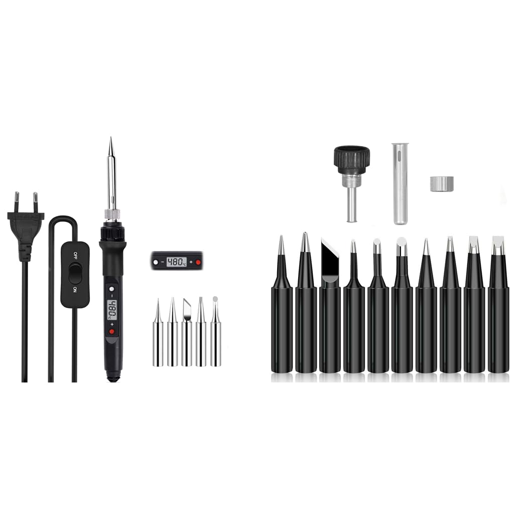 Serplex Soldering Iron Kit for DIY and Electronics with LCD Display and 80W Fast Heat Up | 5 Tips and Adjustable 200–500°C Temperature