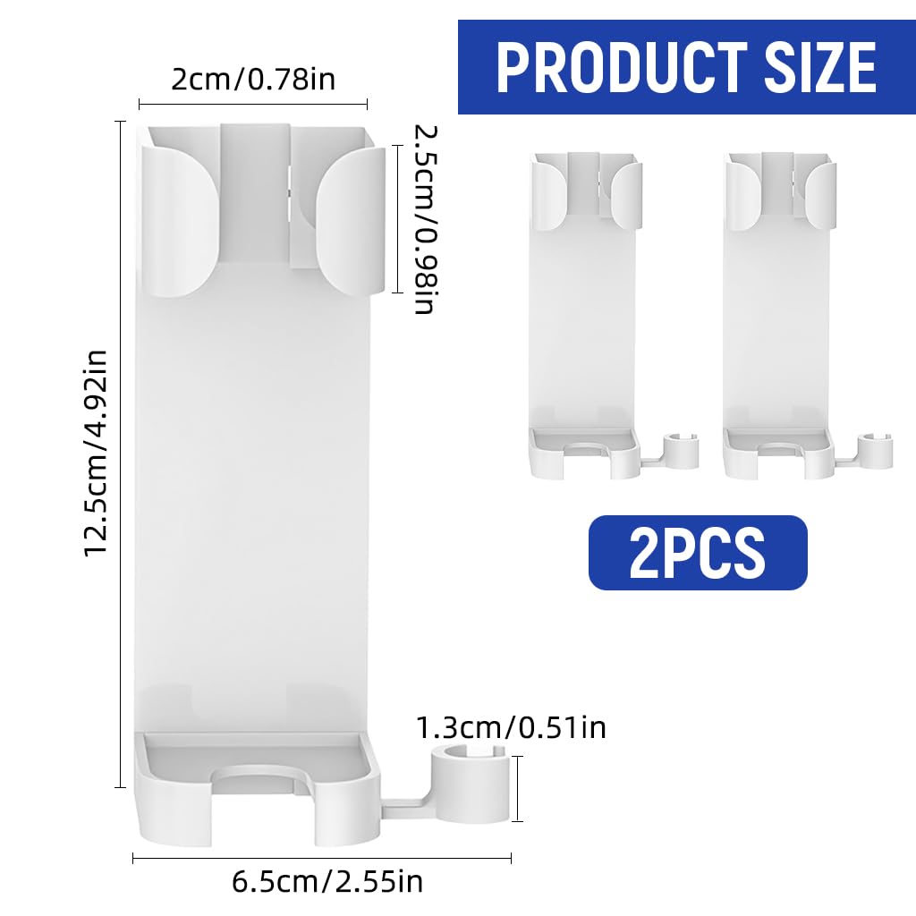 HASTHIP Hair Dryer Stand for Wall Mounted Styling | 2PCS No Drill Organizer with Cable Grip