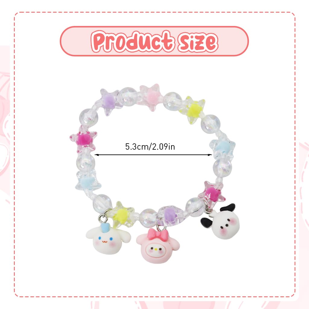 SANNIDHI Cinnamoroll Crystal Bead Bracelet Cute Cartoon Crystal Beaded Elastic Bracelet for Girls Crystal Sanrio Cinnamoroll Beads Bracelet Jewelry Gift for Girls Children's Day Gift