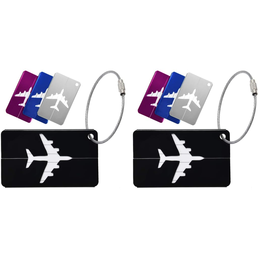 ZIBUYU Luggage Tags for Travel featuring Stainless Loop and Anti Break Design | 8PCS 2.95×1.8 inch Aluminum Alloy