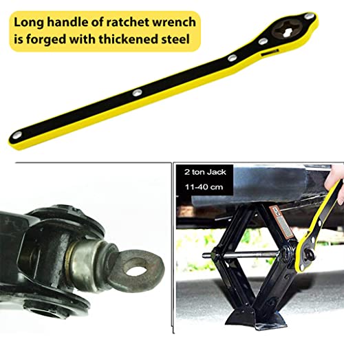 STHIRA® Car Labor Saving Jack Wrench for Scissor Jack Long Handle High Torque Ratchet with 360 Swivel Head Positive and Reversal Knob Design Compatible with Cars SUVs Vans 2PCS