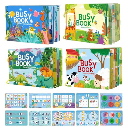 SNOWIE SOFT® Montessori Busy Books for Kids, Autism Sensory Educational Toys, 48 Themes Busy Book for Toddlers 1-3 Boys