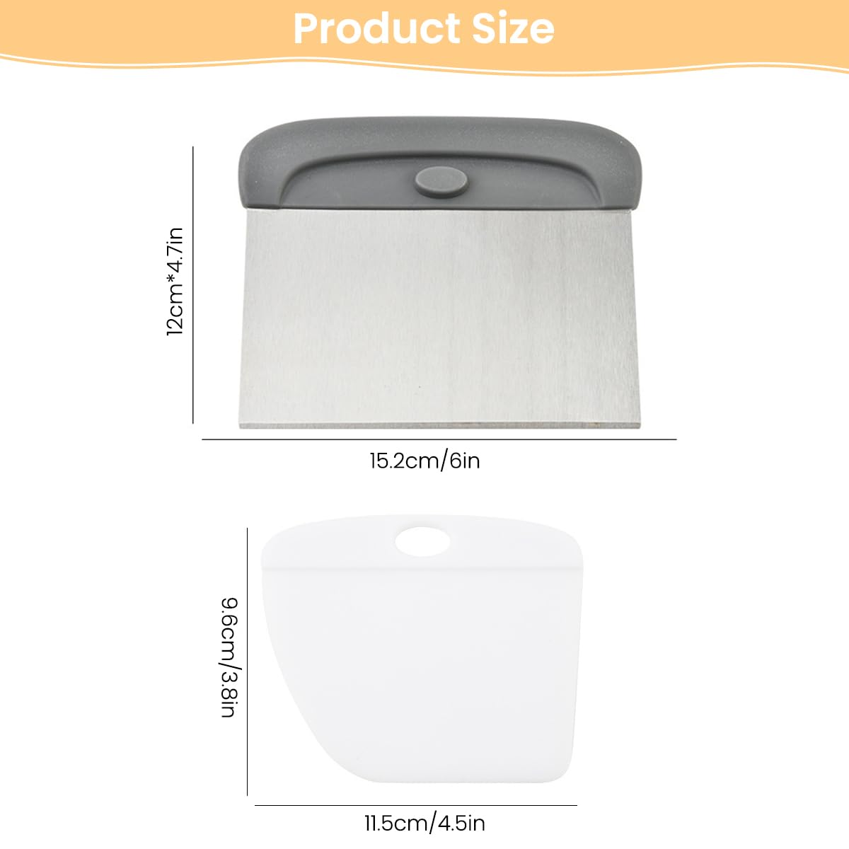 Supvox Dough Scraper and Cutter 2 in 1 for Baking with 5.6 in Blade and Stackable Design