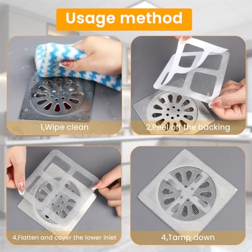 HASTHIP® 20 Pack Disposable Shower Drain Hair Catcher & 1 Roll Cuttable Sink Strainer Mesh Stickers Combo, Waterproof, for Bathroom, Kitchen, DIY, Planners, Crafts, 4