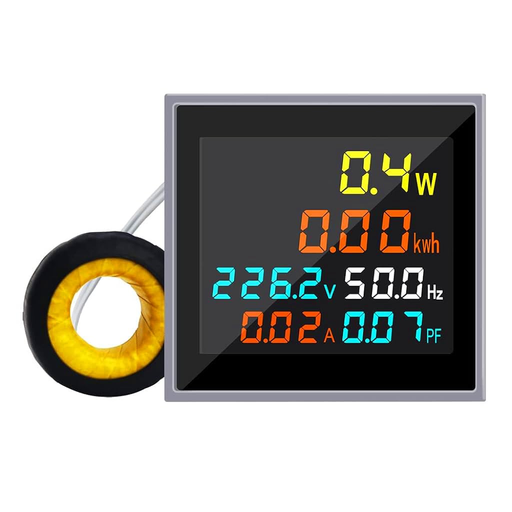 6 in 1 Digital Single Phase Power Meter with LCD Display and Current Transformer CT | 50 300V 0 100A 0 30000W Energy Monitor