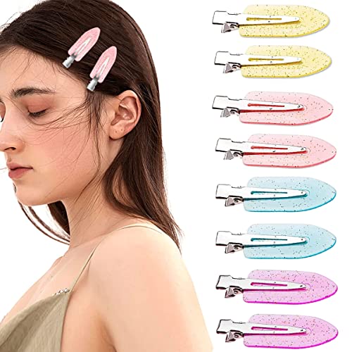 PALAY® 8pcs No Bend Hair Clips Crystal No Crease Bangs Alligator Hair Barrettes No Dent Duck Bill Hair Clips for Women Girls Makeup Salon Hairstyle Hairdressing