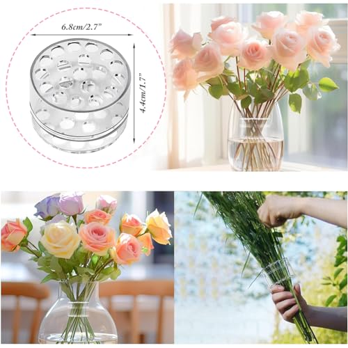 HASTHIP® 2024 Flower Arrangement Spiral Stem Holder for Vases Ikebana Arranger Floral Grid with 19 Holes DIY Bouquet Twister Clear L 2PCS