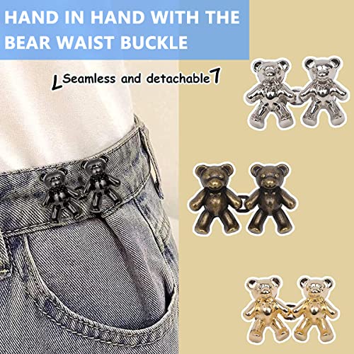 SANNIDHI® 8 Pairs Detachable Jeans Button Cute Bear Button Pins for Jeans, No Sew Instant Adjustable Waist Buckle Loose Jeans Waist Adjuster Tightener for Skirt Pants