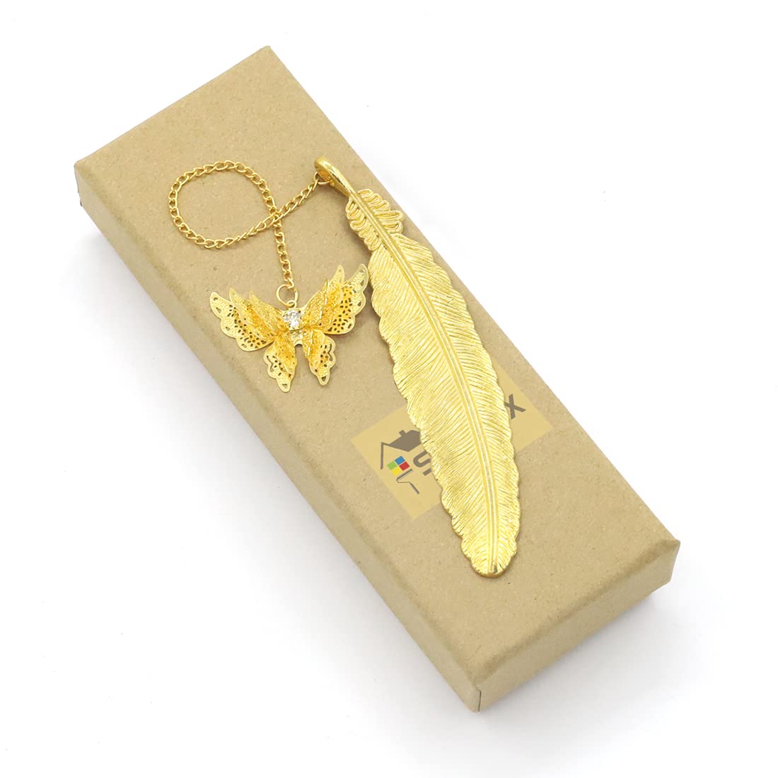 Supvox Metal Feather Bookmark for Reading with 3D Butterfly Design and Golden Finish | 3PCS