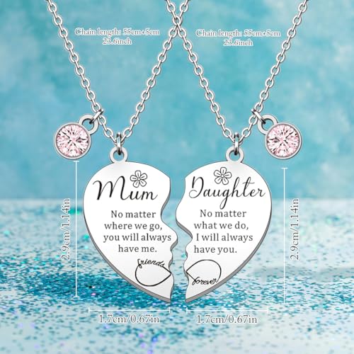 Venzina® Necklace for Women Matching Heart Pendent Mother Daughter Matching Necklaces Heartwarming Infinite Necklace with Gift Box Jewellery Birthday Mothers Day Gift for Mom from Daughter - 2 Pcs