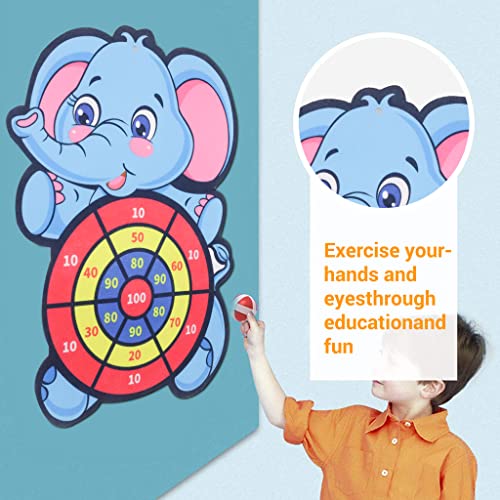 PATPAT® Dart Board Toys for 5-7 Years Old Boy Target Board Set with 2 Balls 2 Darts 1 Sticky Dart Game for Children Learning Toys for Kids Boys Girls(Random Color) (Elephant)