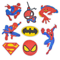 PATPAT® DIY Diamond Painting Stickers Kit 8Pcs Cartoon Spiderman Diamond Painting Art Sticker for Kids Self-adhesive Color Diamond Painting Art Sticker Kit for Kids & Adults Gift for Kids Age 3+