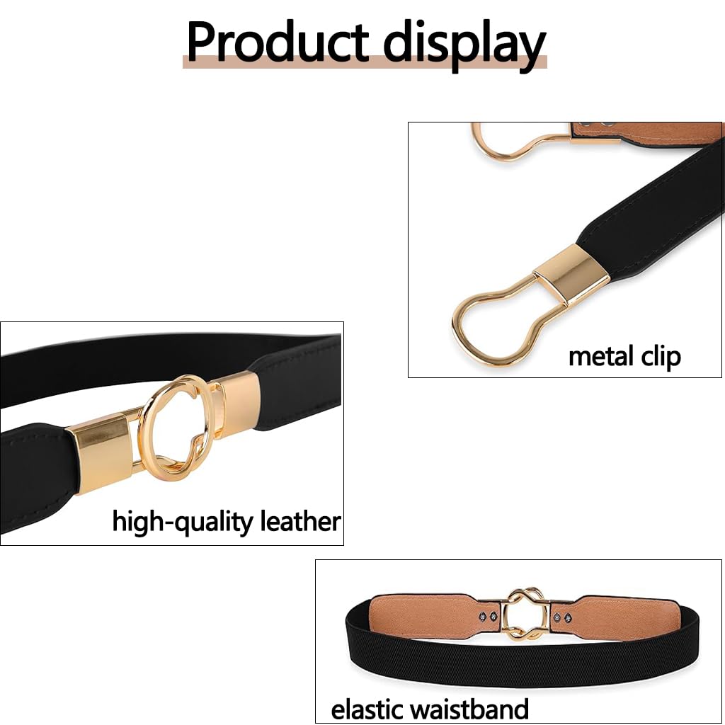Zibuyu Elastic Womens Stretch Waist Belt with Alloy Buckle for Dresses and Pants | Black Fashion Accessory