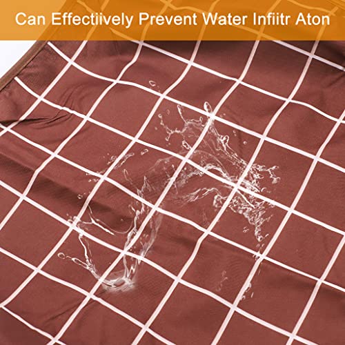 HANNEA® Adult Bibs Waterproof Adjustable Long Style with Leakproof Pocket Washable Dining Bibs for Men Women Elderly Seniors and Disabled Brown 2 PCS