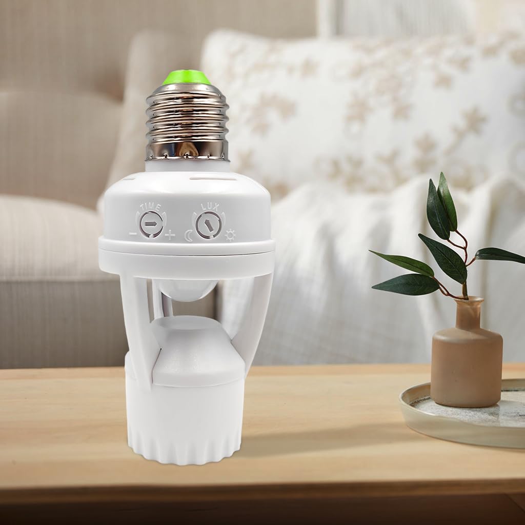 ELEPHANTBOAT Acoustic Sensor Light Socket for E27 Bulb with Adjustable Delay Timer | Smart Energy Saving Adapter for Hallway and Stair Lighting