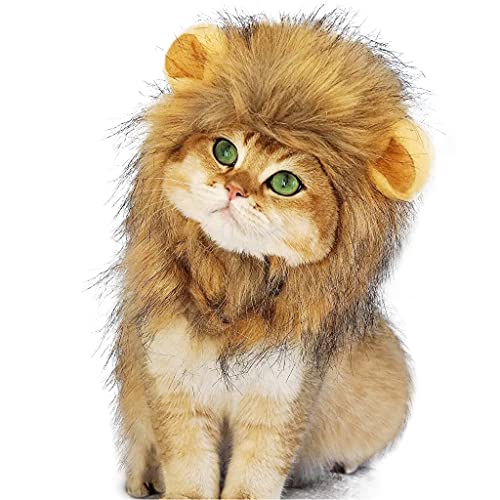 Qpets® Dog Sweater Lion Mane Costume for Cat Wig for Cat Christmas Funny Headwear for Puppy, Kitten, Cat Festival Headwear Dog Sweaters