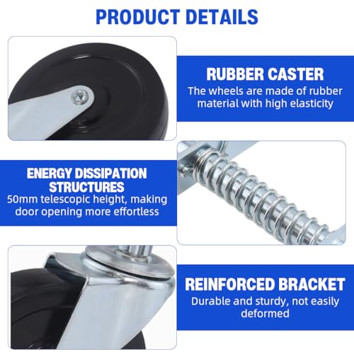 Serplex® 4'' Zinc Alloy Gate Caster Wheels, Heavy-Duty Spring Loaded, 360 ° Swivel Casters with Mounting Hardware for Metal and Wooden Gates, 250-500 lbs Load Capacity