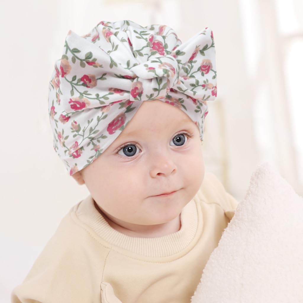 SNOWIE Soft Baby Girl Caps Set for Newborn Gifts featuring Bow Design and Cotton Blend Warmth