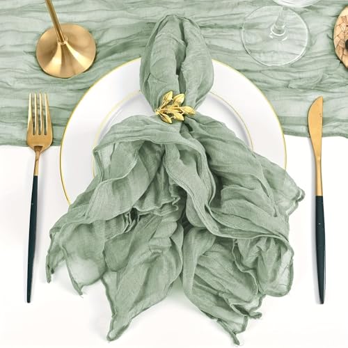 HASTHIP® Mint Green Wrinkled Fabric Decorative Square Silk-like Fabric for Dining Table Set Up Reusable Flowy Fancy Table Decor for Party, Banquet, Festive, Pack of 6, 50x50cm