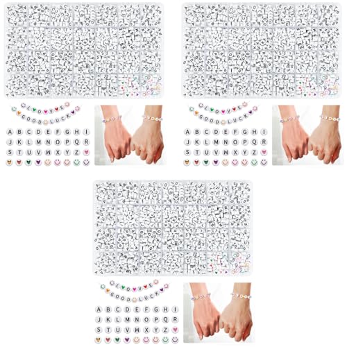 SANNIDHI® 4200PCS Bracelet Making Set for Girls Kids Letter Beads 28 Styles Acrylic Assorted Alphabet Smiley Face Heart Bead Kit DIY Jewellery Crafts