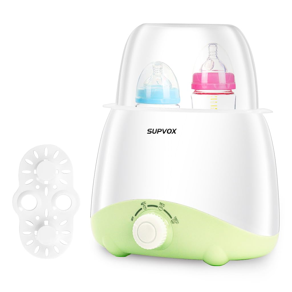 Supvox® Bottle Warmer for Babies Milk Electric 6 in 1 Sterilizer for Feeding Bottles with 8-15 Mins Fast Warming, 24H Keep Warm Food Heating Timer Adjustable Temp Baby Bottle Sterilizer Machine(Green)