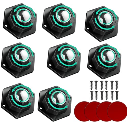 HASTHIP® 8pcs 20mm Self Adhesive 360° Swivel Caster Wheels Heavy Duty 400Kg Furniture & Appliance DIY Moving Table Casters, Easy Install, Smooth Rolling for Storage Bins Cabinets Drawers Fans