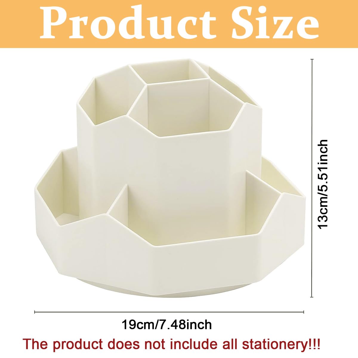 Climberty Pen Stand for Study Table with 9 Slots and 360 Degree Rotating Organizer | Beige Desk Storage for Office School Home