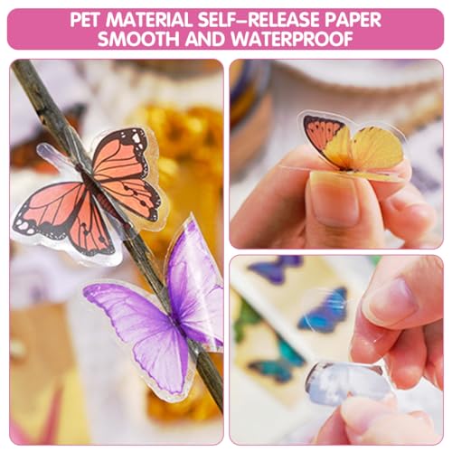 HASTHIP® 240Pcs Butterfly Stickers - 6 Styles Butterfly Nature Aesthetic Stickers, Butterfly Nature Aesthetic Journaling Scrapbook Stickers for Card Making Bullet Junk Journal Planner Craft Supplies