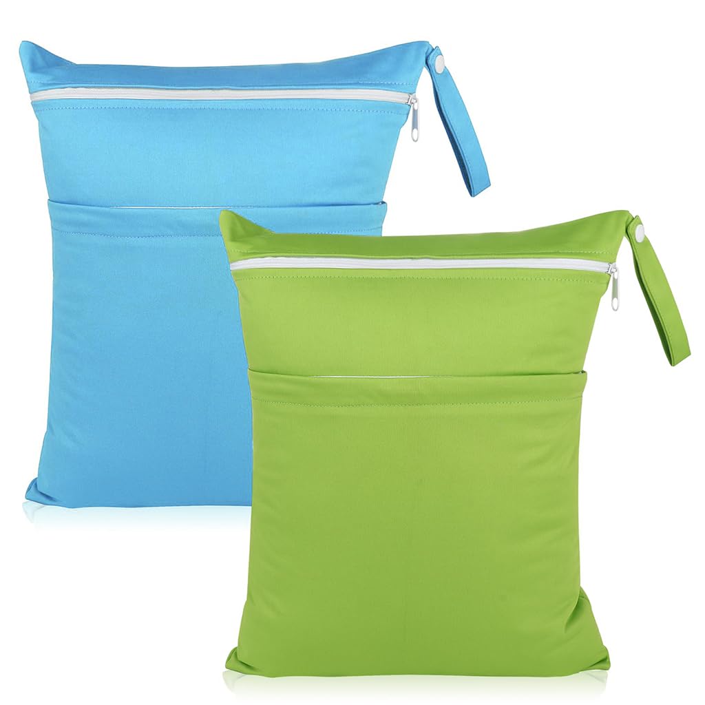 SNOWIE SOFT Baby Diaper Storage Pouches with Dual Zipper 30x36cm TPU Waterproof Silver | 2pcs