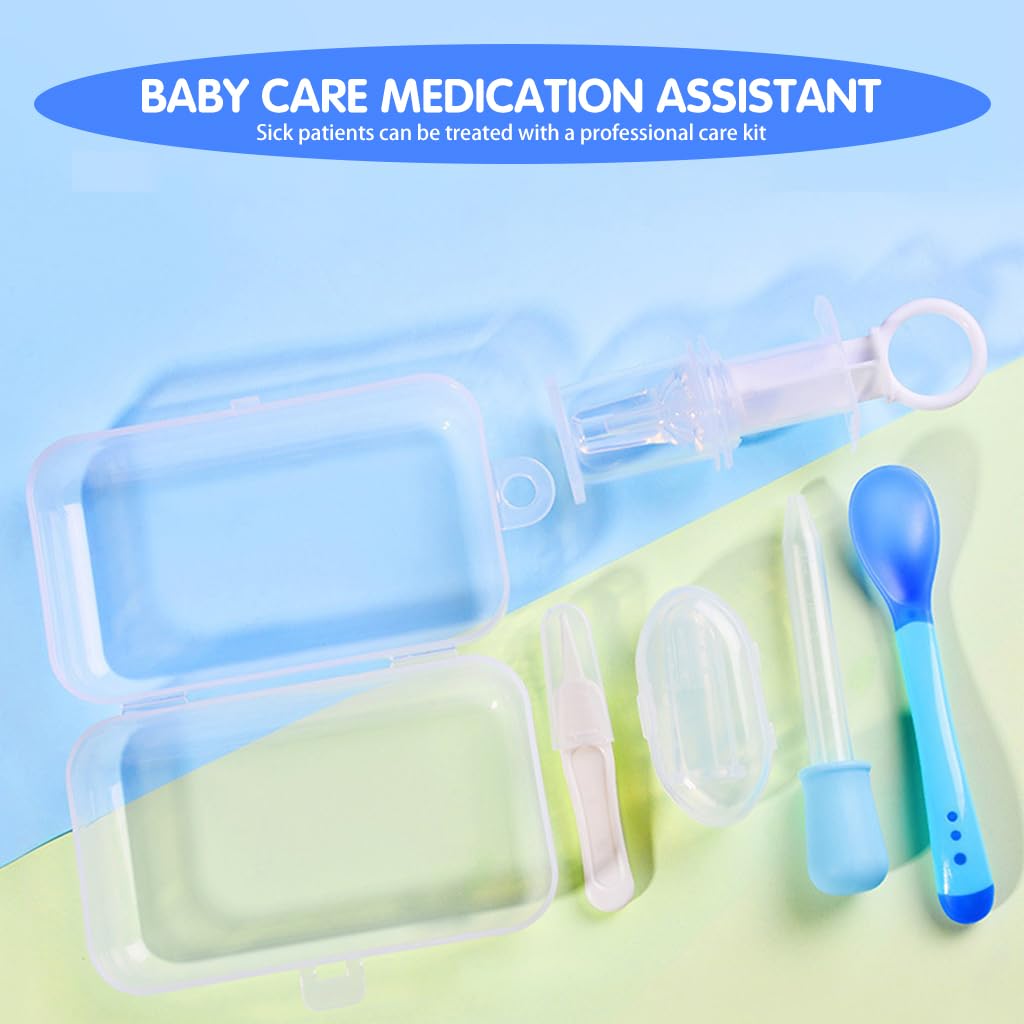 SNOWIE Baby Medicine Dispenser Kit for Liquid Medicine with 5 Pcs Syringe and Dropper Set | Blue