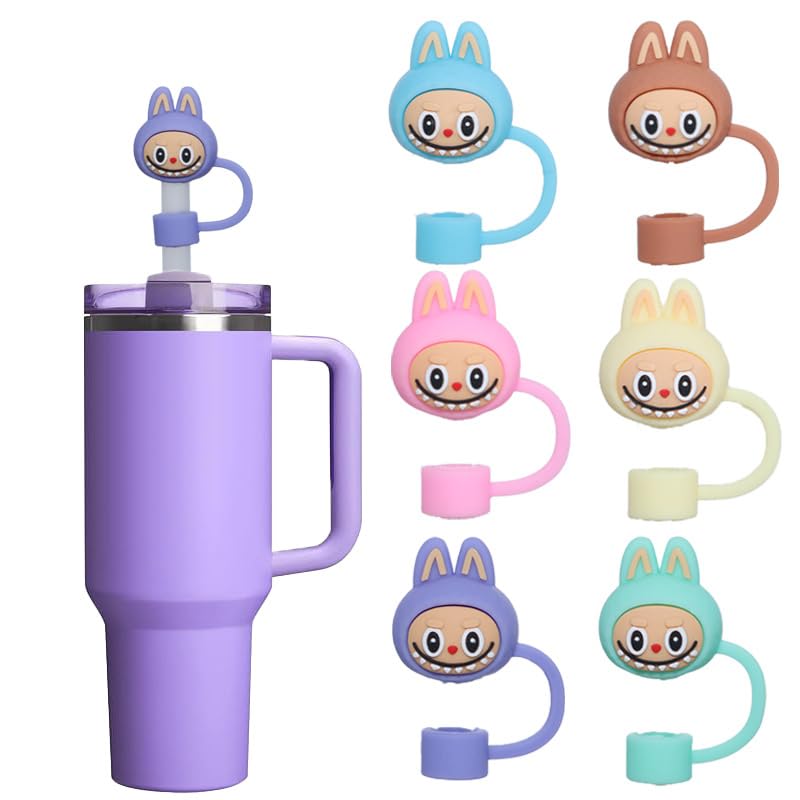 FANCYKU® 6Pcs Straw Cover for Stanley Cup Accessories Tumbler for 40Oz Cartoon Cute Charm Straw Caps Kids 9/10mm Universal Protectors Covers