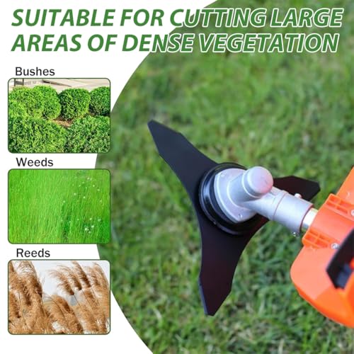ORTIZA® 2Pcs Brush Cutter Heads Trimmer Head Manganese Steel 3-Wing Trimmer Head Replacement Kit with Bolts Nuts and Tools, 25.4mm Inner Hole Diameter Blade Trimmer Head Universal Grass Cutter Blade