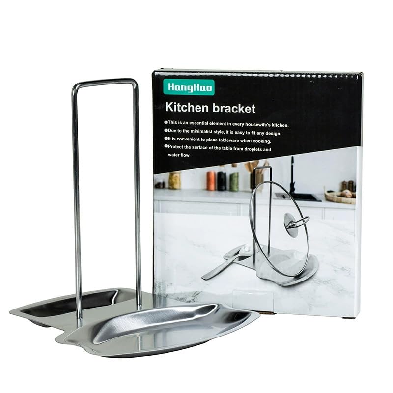 ZIBUYU® Pot Lid Holder Rack Kitchen Organizer for Pot Lid Stand-up Countertop Stainless Steel Dry Rack Utensils Drip Tray Multifunctional Pot Lid Utensils Holder