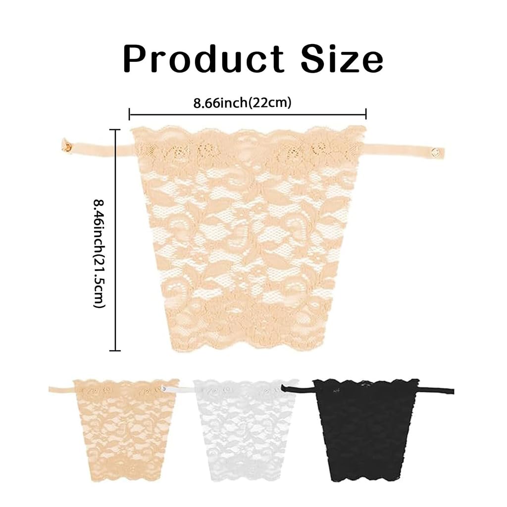 Zibuyu Lace Clip-On Cami Insert for Modesty and Style with Stainless Clips | 3Pcs Set
