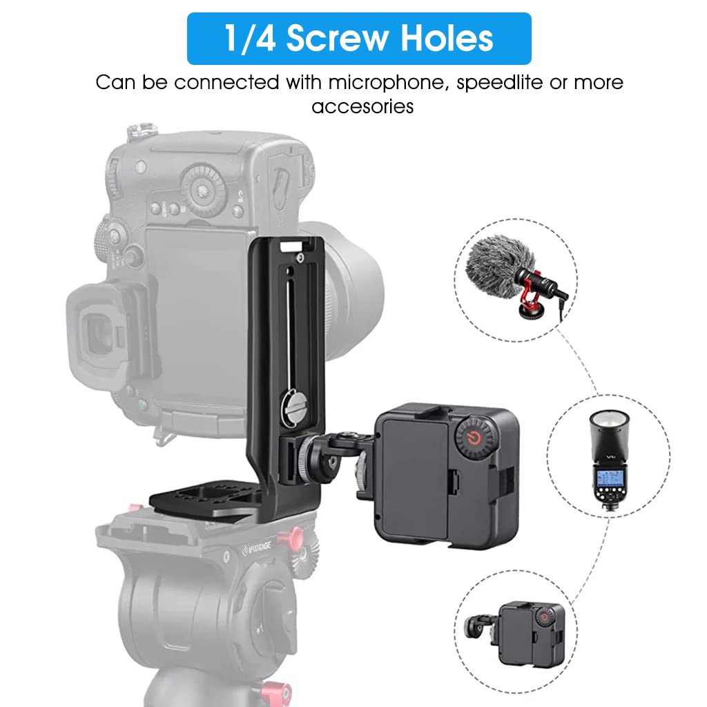 ZORBES DSLR L Bracket for Camera with 1/4 Inch Screw Holes featuring CNC Aluminum Build | Quick Vertical and Horizontal Shooting Mount for Tripod and Gimbal