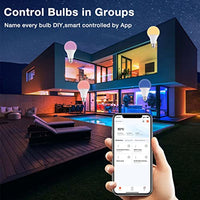 ELEPHANTBOAT® 2Pcs 10W Bluetooth Smart Light Bulb RGBW LED Light Controlled by APP, Sync to Music, Dimmable 16 Millions Color Desk Lamp (B22)