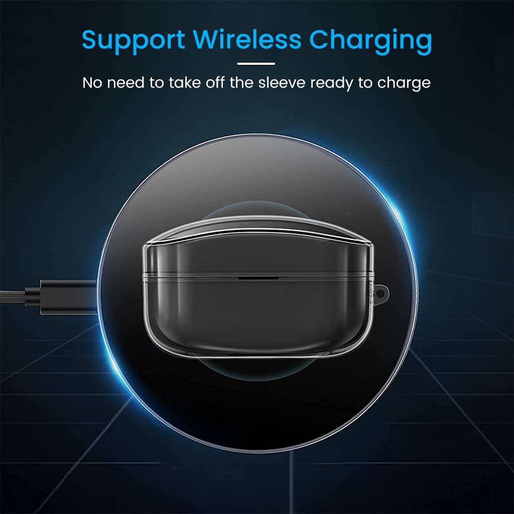 ZIBUYU Clear Soft Silicone Case for Sony WF-1000XM4 featuring 2mm protection and lanyard hole | Slim transparent anti scratch cover