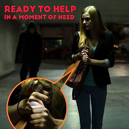 Supvox® Self Defence Gadgets Rechargeable Alarm Keychain 130 dB Loud Emergency Personal Siren Ring with LED Light SOS Safety Alert Device Chain for Women Kids Elderly Joggers Pink 2 PCS