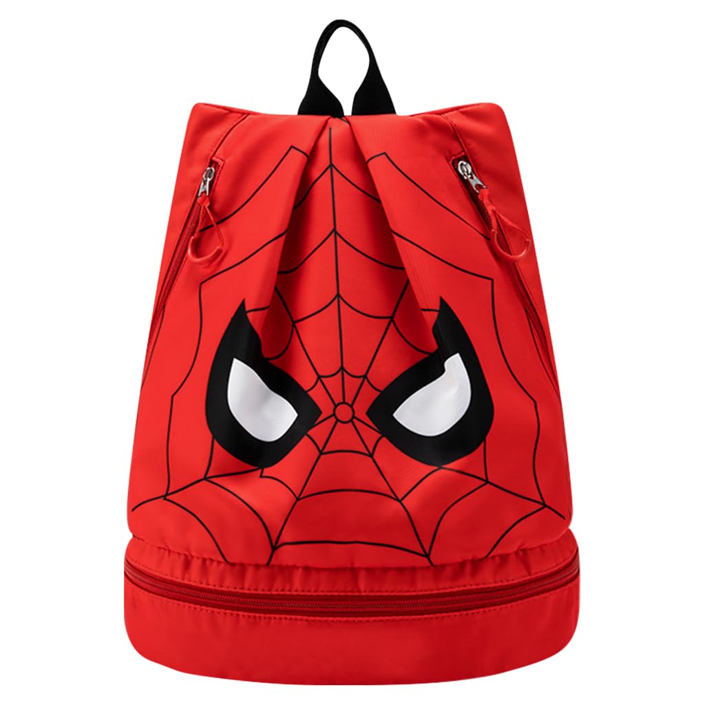 PALAY® Swimming Bag for Kids Spider Man Print Shoulder Bag for Kids Large Capacity Backpack for Boys Girls Wet Dry Separation Beach Bag