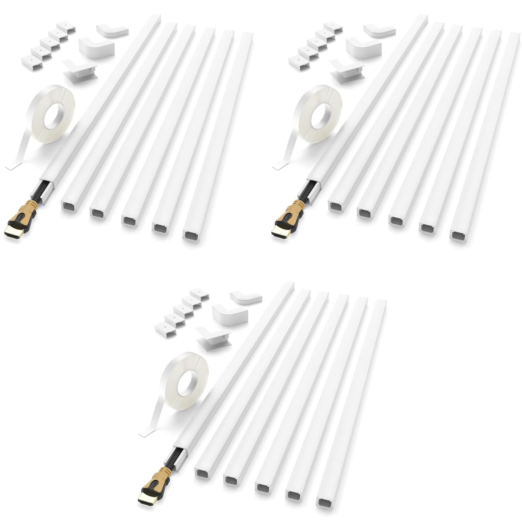 Serplex Cord Hider for Wall and TV Cables with 6 Connectable Covers 15.7 in Each | Neat Wire Management