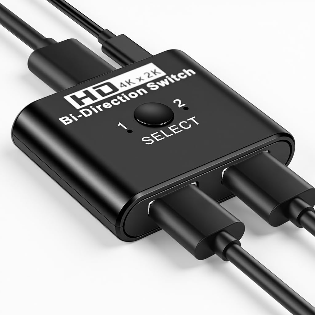 ZORBES HDMI Bi Directional Switch for Dual Displays with Select Button and 4K×2K Support