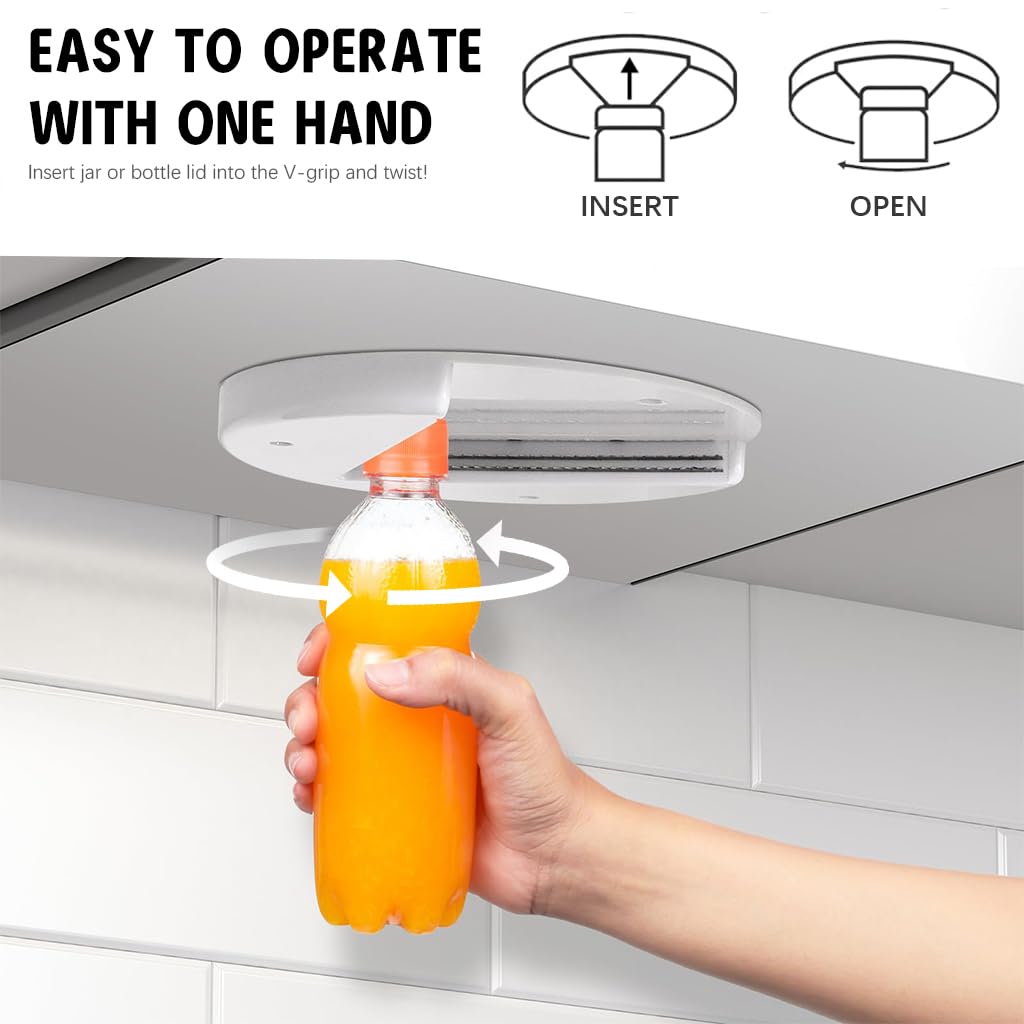 HASTHIP Jar Opener for Seniors with Stainless Steel Teeth for Arthritis | Under Cabinet Mount