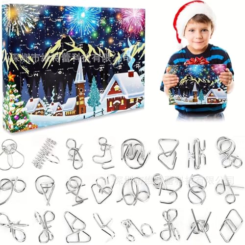 PATPAT® 24pcs Brain Teaser Puzzle Toys Advent Calendar for Kids & Adults, Christmas Blind Box Surprise Gift Logic Training Game Fidget Toys for Stress Relief