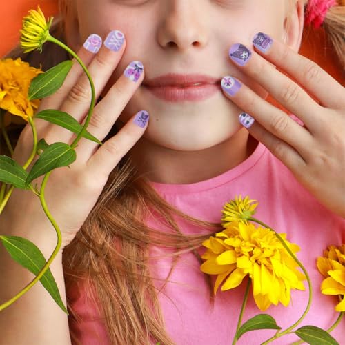 MAYCREATE 24pcs Kids Press-On Gel Nails Cute Kitten False Nail Press on Fake Nails Full Cover Press On False Nails for Girls Party Favor Gift Press-on Nail for Little Girls