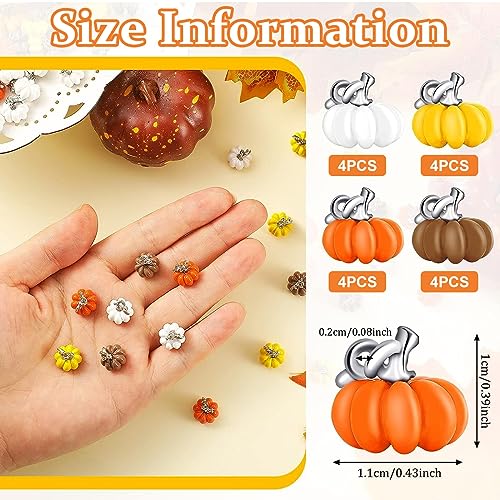 SANNIDHI® 16pcs Pumpkin Charms for Jewellery Making Halloween 3D Pumpkin Alloy Pendants Mini Jewelry Accessory Charm for Necklace Bracelet Earring Thanksgiving DIY Crafting