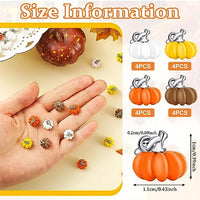 SANNIDHI® 16pcs Pumpkin Charms for Jewellery Making Halloween 3D Pumpkin Alloy Pendants Mini Jewelry Accessory Charm for Necklace Bracelet Earring Thanksgiving DIY Crafting