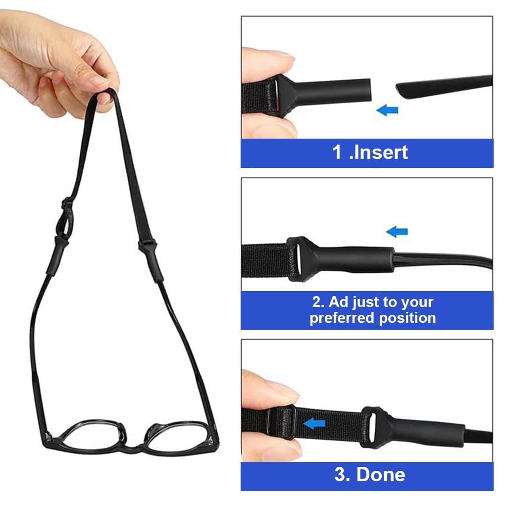 HASTHIP® 3pcs Kids Specs Holder Adjustable Eye Glasses Straps Spectacle Chain Elastic Anti-slip Specs Holder Strap No Tail Eyewear Retainer for Kids Children